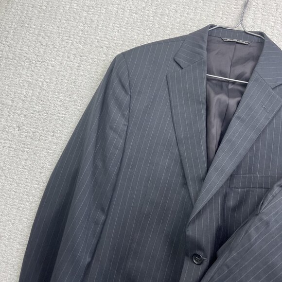 Saks Fifth Avenue Napoli CT Suit 42S Wool Blazer + 36S Pants Black W Chalk Line - Picture 3 of 16